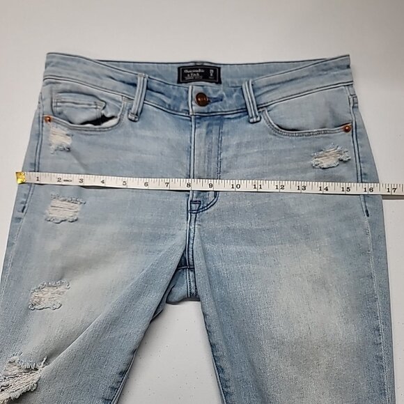 Abercrombie Fitch Harper Ankle Size 0/25 Youth Jeans Blue Denim Distressed READ - Picture 12 of 15
